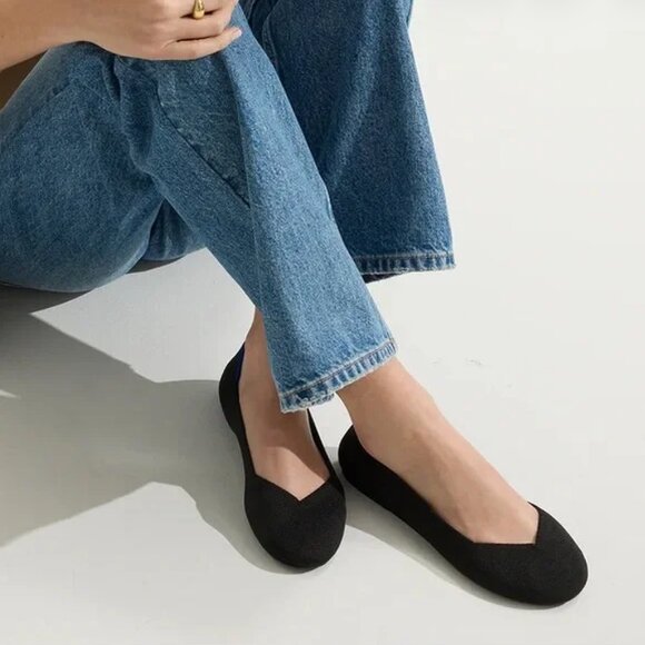 ROTHY'S The Flat Black Solid Knit Ballet Flats 6.5 - Picture 4 of 16